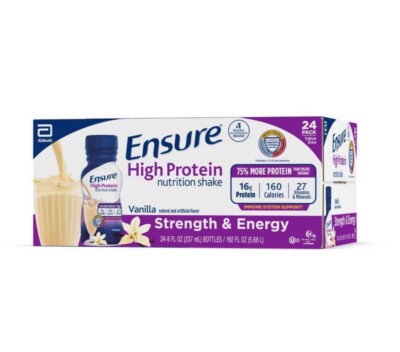 Ensure High Protein Nutritional Shake, Vanilla, 8 fl oz, 24 Ct