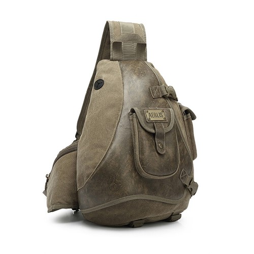 Herren Vintage Schultertasche Schlinge Umhängetasche Brust Canvas Reise Outdoor Rucksack - Bild 7 von 21