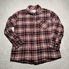 Field Stream Flannel Shirt Mens Small Plaid Red Black Long Sleeve Lightweight