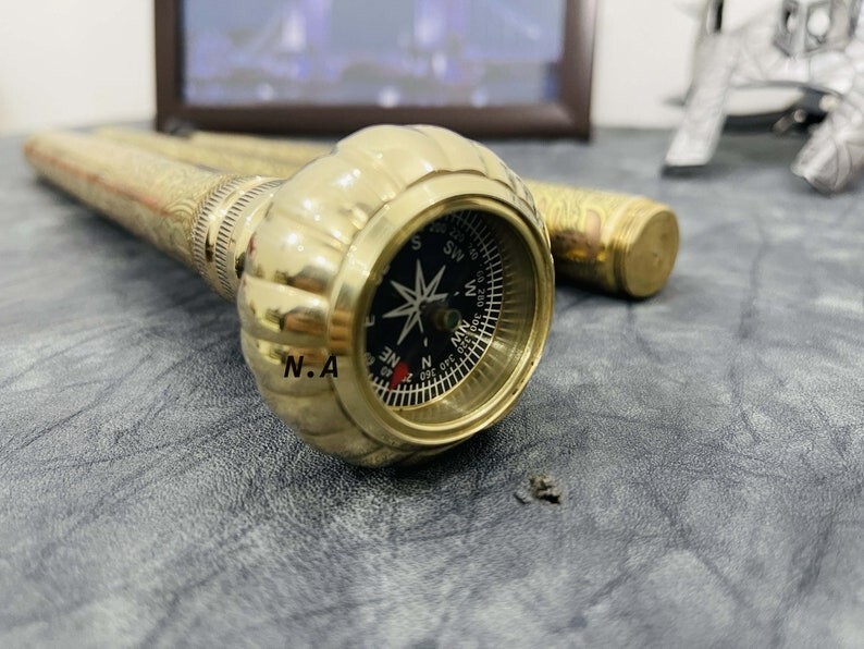 Nautical Brass Solid Brass Knob Compass Head Hand… - image 4