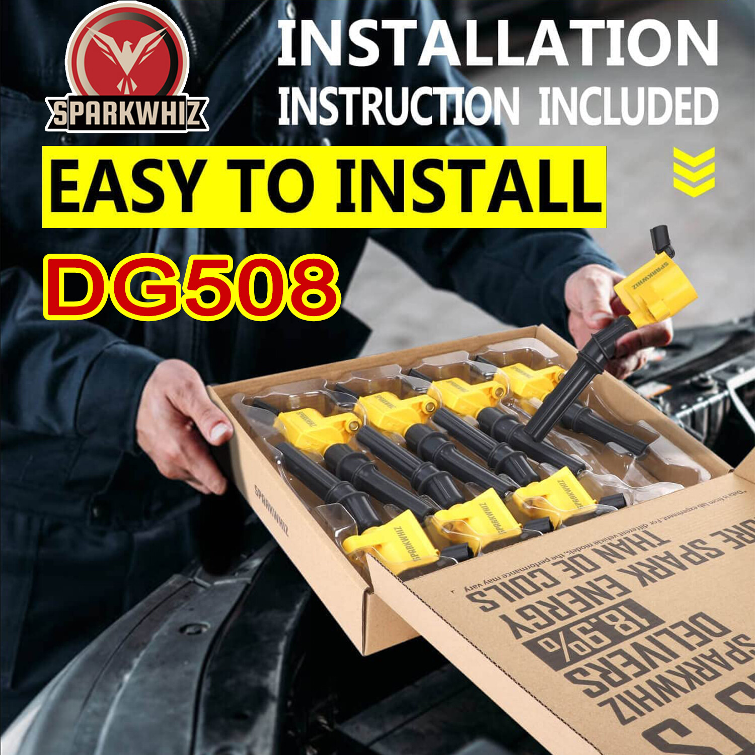 8 Ignition Coil DG508 and Iridium Spark Plug SP479 set for Ford F-150 4.6L 5.4L