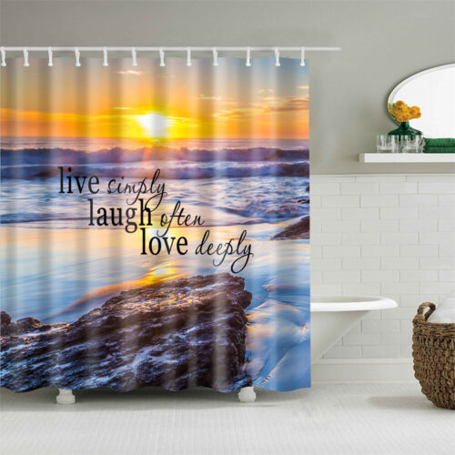 Seascapes Shower Curtain Extra Long Waterproof Bathroom Fabric Curtains w/Hooks - Picture 7 of 35