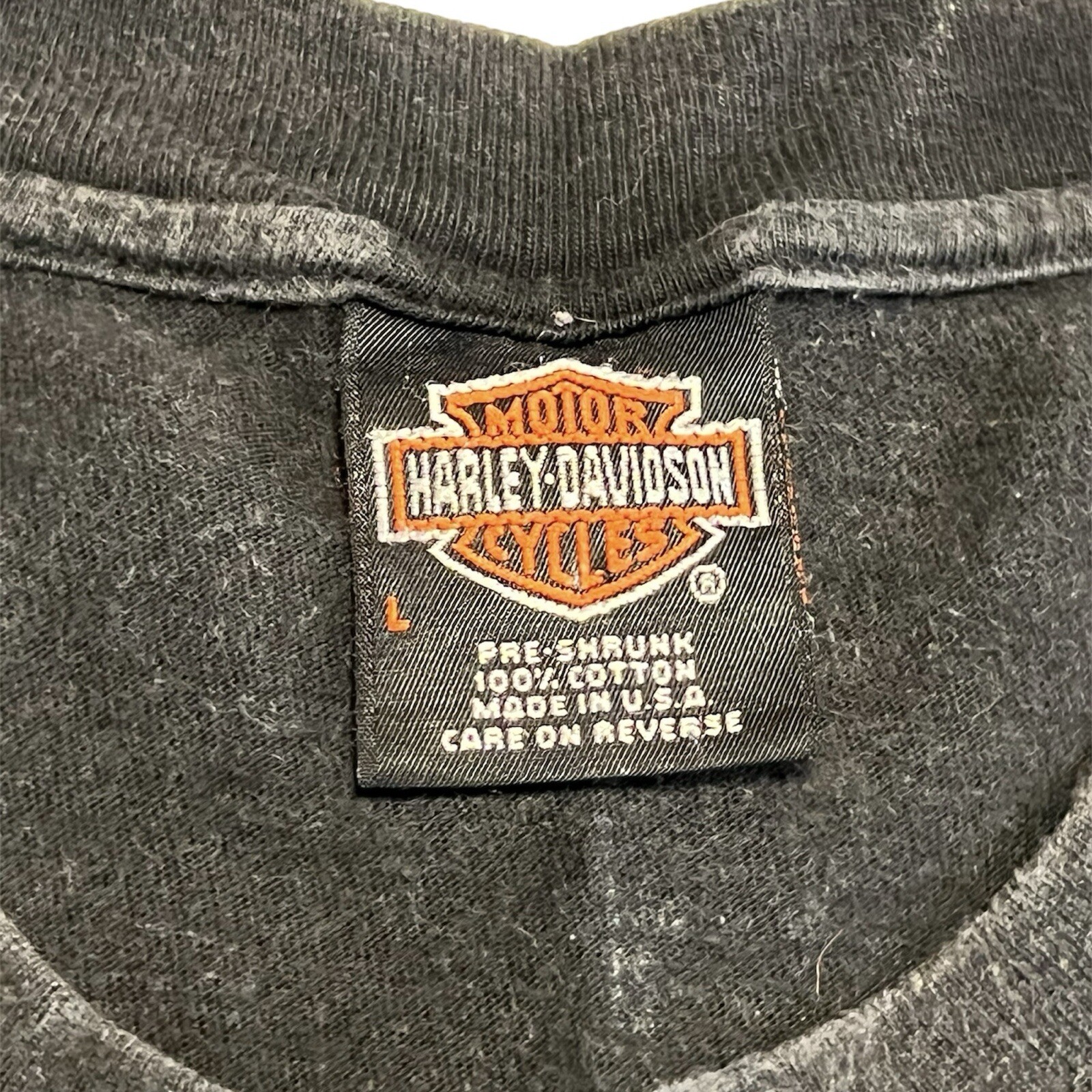 00'S Harley-Davidson Motorcycle Bike T-shirt Men's L size cotton Khaki type Vintage Second Hand