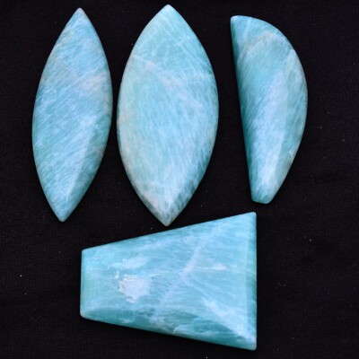 4 Pcs Natural Amazonite Untreated Huge Size Cabochon 43mm-61mm Loose Gemstones