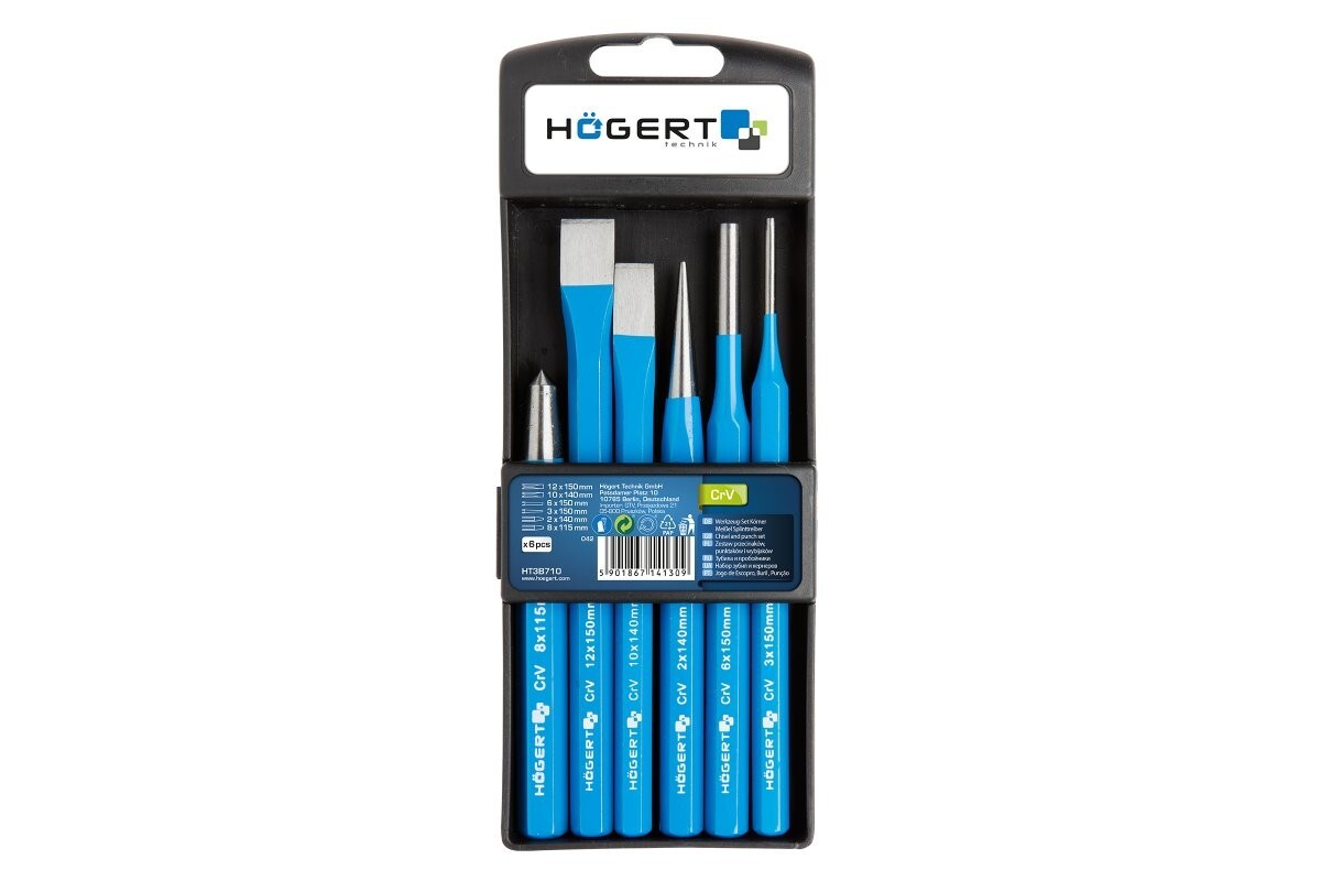 HOGERT Stechbeitel- und Splinttreiber-Set 6-teilig CrV Stahl HT3B710