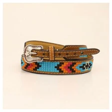 0204044 M&F Hatband Brown with Aztec Fabric Overlay NEW