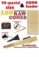 RAW classic 98 special Size Pre-Rolled Cones (100 Pack)+RAW 98 size cone loader