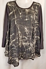 Women's Tunic Top  Vera Wang Simply Vera Geometric Black Long Sleeve Size XL
