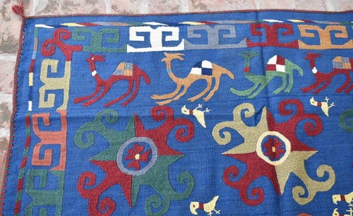 5'5 x 5'11 Vintage hand woven afghan uzbeki kilim rug, Tribal square kilim rug - Picture 9 of 10