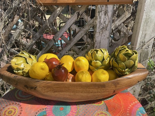 Gorgeous Hand Made Wooden Oblong Wood Centerpiece Fruit/Bread Bowl - Picture 11 of 11