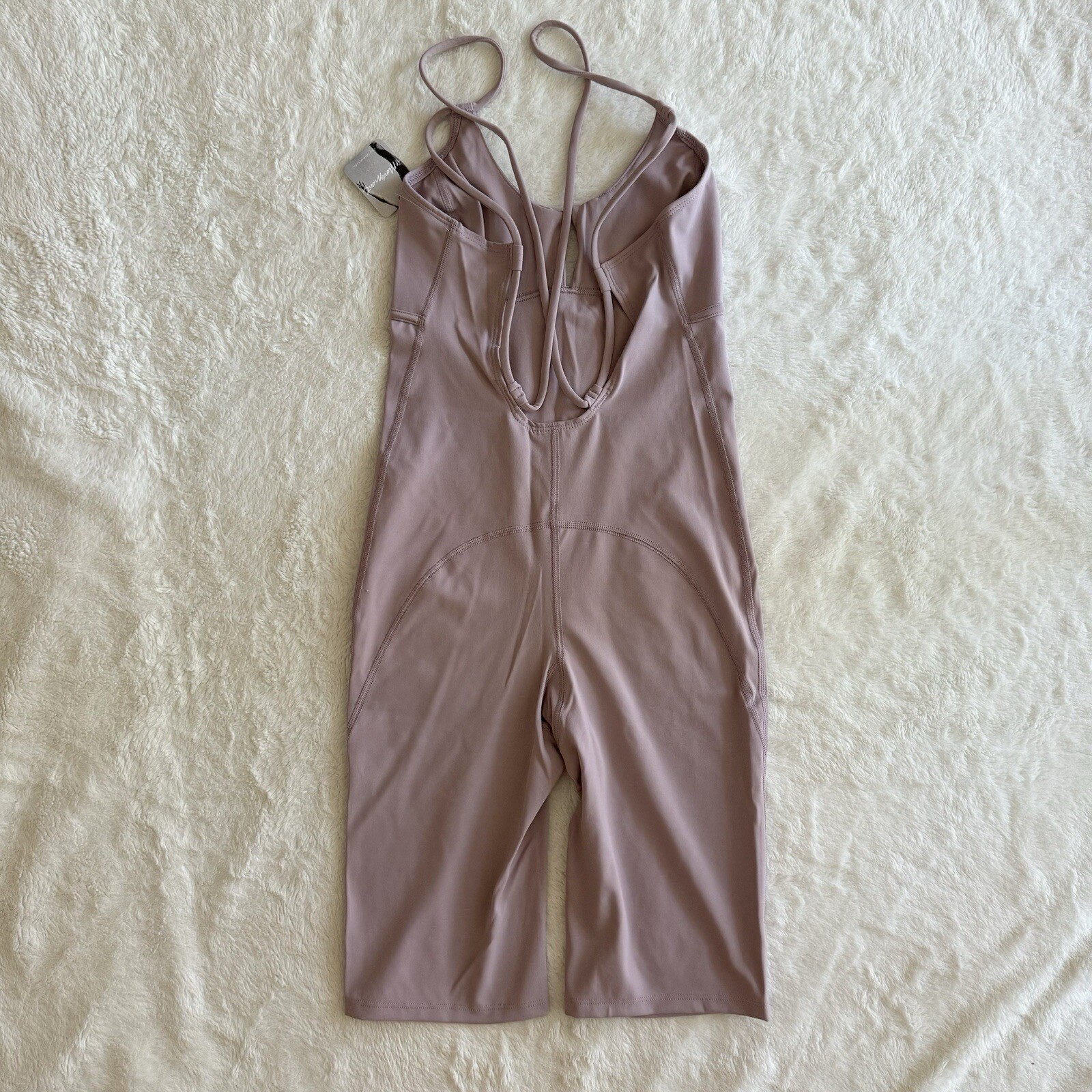 Free People Womens XS Glow One Piece Body Suit Stretch Thin Straps Gypsum NEW