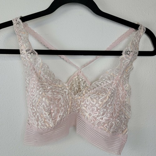 Victoria's Secret bralette lightly lined women's large light pink white Lace