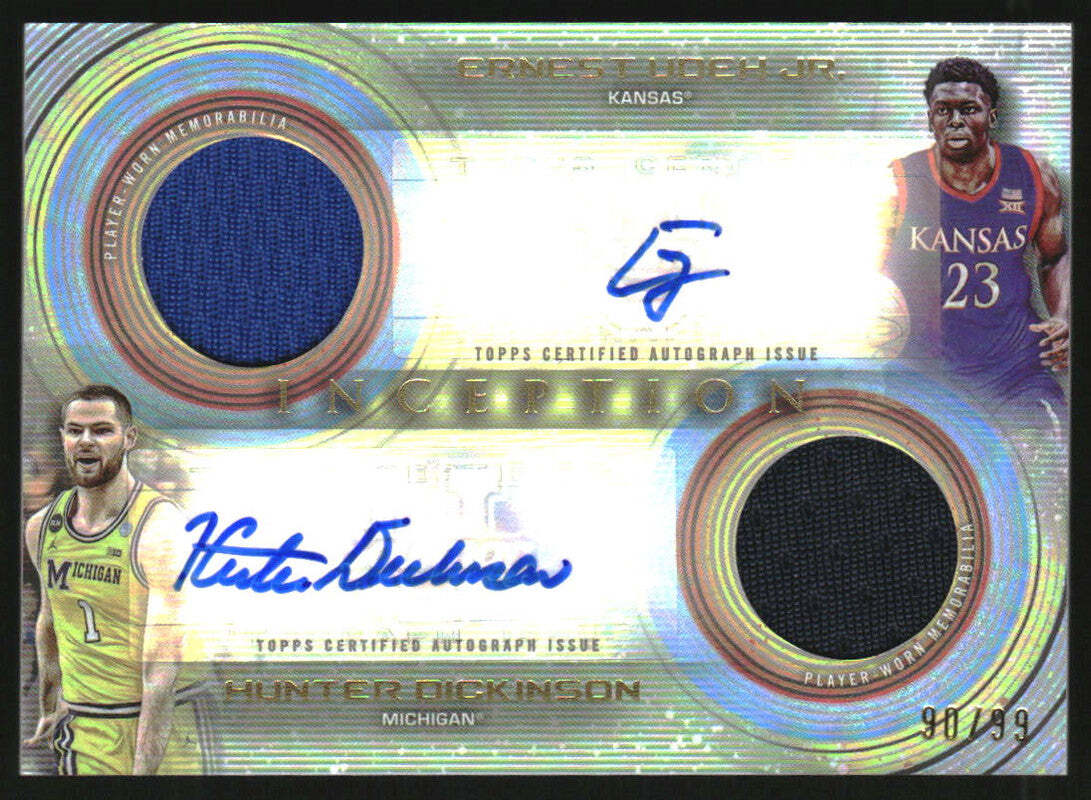 2022 Bowman Inception University Dual Auto Ernest Udeh Jr. Hunter Dickinson /99