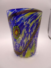 SPLENDIDO! SEGUSO Bicchiere con spruzzi avventurina in vetro artistico di Murano con etichetta