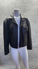 Oakwood Leather Jacket Women Small Black Rocker Biker Y2k Vintage Hippie Blazer