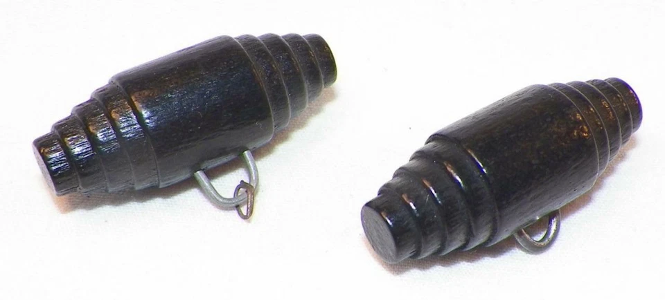 2 Black Wood Toggle Buttons Wire Shank Coat Jacket Wooden Vintage #3 - Image 2 of 2