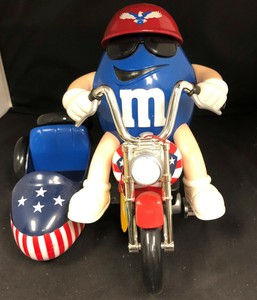 M M S Blue On Motorcycle With Sidecar Chocolate Candy Dispenser Ebay