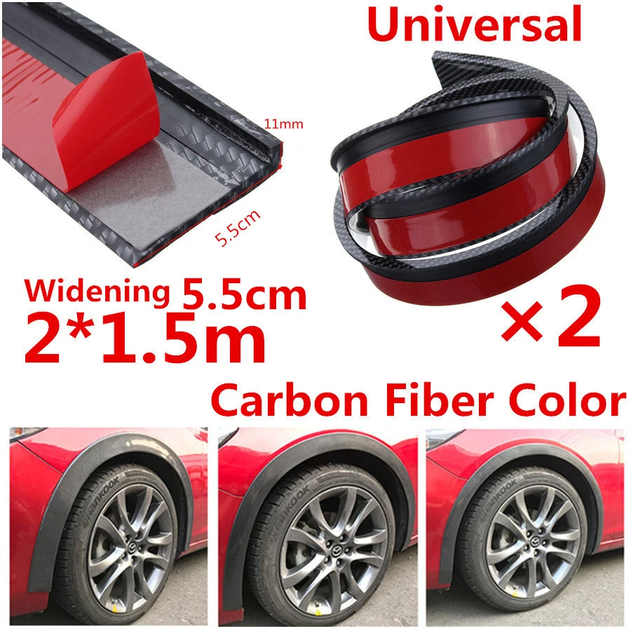 2 X Fibra de Carbono Color 5.5cm/1.5M Ampliación Rueda Coche Borde Cejas Protector Labios Foto 2 de 4