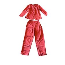 Vintage 100 Silk Matching Pants Set Sz. S Burgundy, Dark Red, Blood, Button Up