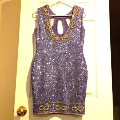 green emerald velvet dress Sequin Puff Sleeve Dress- Purple & Gold 5 main image 0