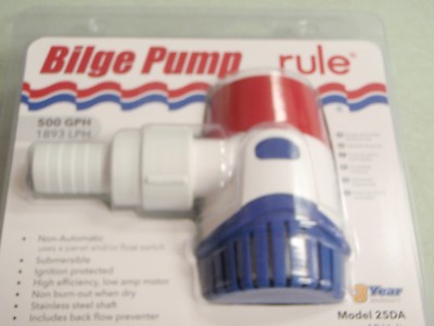 BILGE PUMP RULE 29 25DA 500 GPH 12 VOLT MARINE BOAT 1893 LPH 12V 3 YEAR WARRANTY