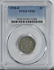 1918-D 5C Buffalo Nickel PCGS VF20 Graded Very Fine Five Cents Coin 3938