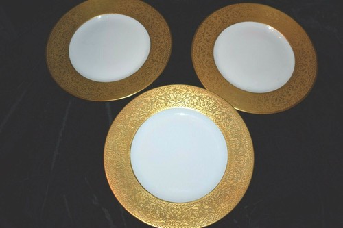 Vintage BAVARIA 22k Gold Border Dinner Plates 11"D Set of 6 - Picture 5 of 9