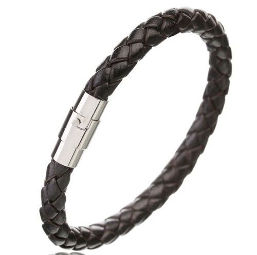 Genuine Black Leather Weave Woven Braided Men Women Bracelet 22-23 cm Large - Picture 3 of 6