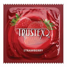 Trustex Strawberry Flavored Lubricated Bulk Latex Condoms Silver Pocket Case
