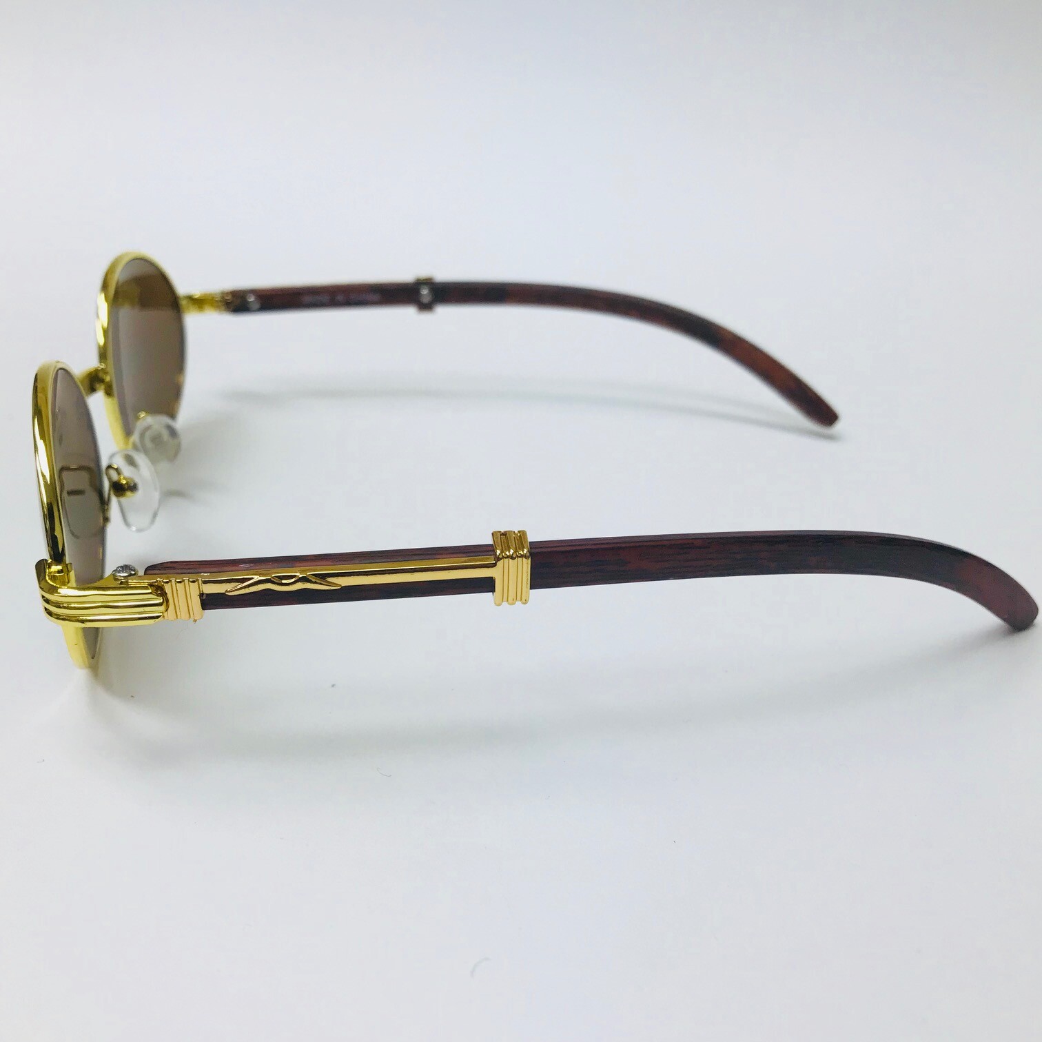 Classic Luxury Glasses Dark Brown Lens Gangster Style Retro Small