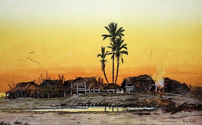 1890s German Color Lithograph Moderne Kunst 16'' x 11.25'' ARABIC HAMLET