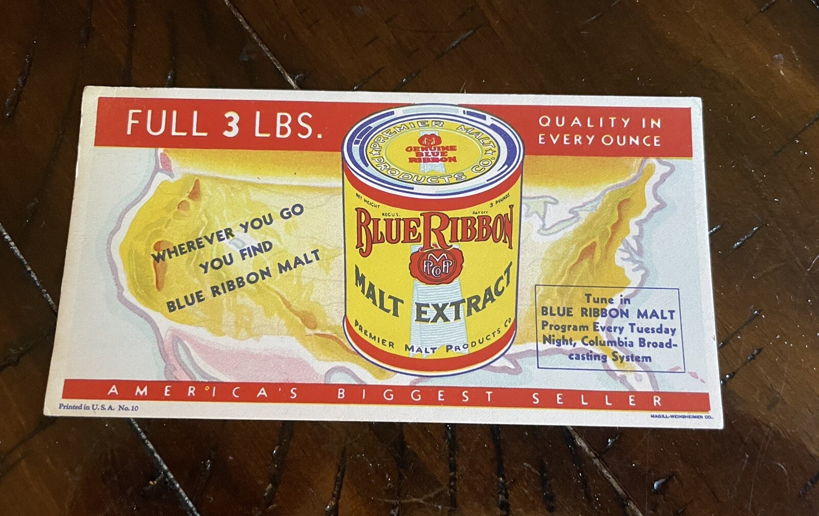 Blue Ribbon Malt Extract (Pabst Beer) Trade Card / Ink Blotter. Great