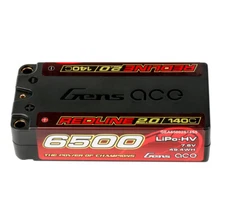 GensAce 6500mAh 140C 7.6V 2S Lipo Battery HardCase Short 5.0mm bullet For RC Car