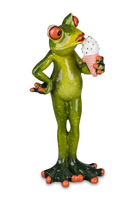 Frosch Frau Dame mit Eis  Lady Lurch Gecko Deko Tier Figur Skulptur Froschkönig