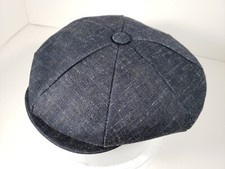 CAPAS NAVY DENIM NEWSBOY 8/4 CAP MADE IN USA ( FLAT GOLF NEWSBOY IVY )