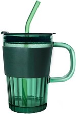 Glass tumblers with lid and straw 13oz 400ml tumbler water glass mug ice coffee