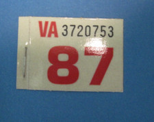 1987 Virginia license plate date sticker never used