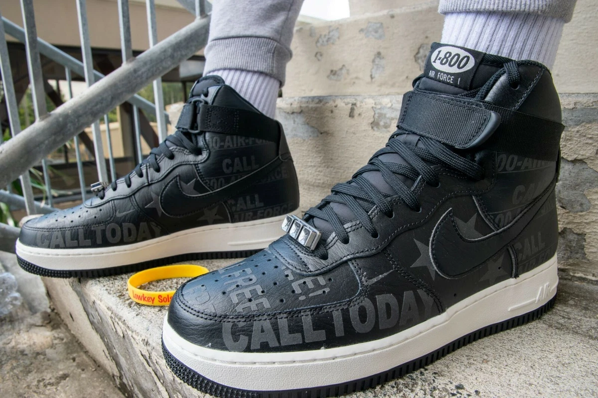 Nike Air Force 1 High 07 PRM 3M Toll Free 1-800 Black Men Size 10 CU1414-001