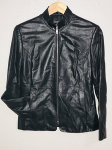 Download Classiques Entier Black Leather Jacket Mock Neck Womens ...