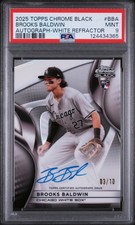 2025 Topps Chrome Black Auto White Refractor Brooks Baldwin #BBA /10 PSA 9