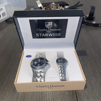 Charles Dumont He s and Hers Watch In Original Box Needs Battery Works Well #1