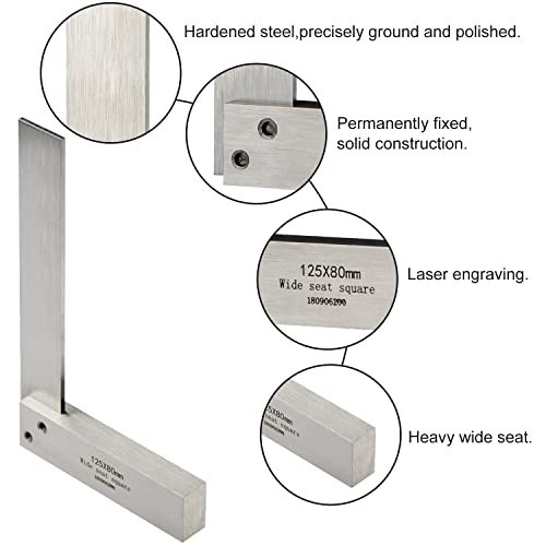 Precision Machinist Square 90° Right Angle Tool - Hardened Steel Angle Ruler 5"x - Picture 5 of 8