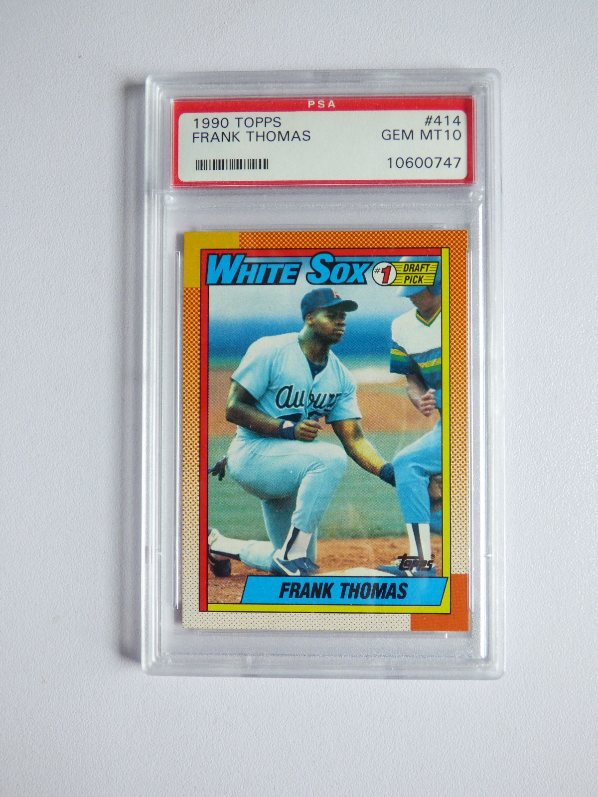 1990 TOPPS #414 FRANK THOMAS RC - NAME ON FRONT PSA 10 - BOLD SHARP COLORS!!!