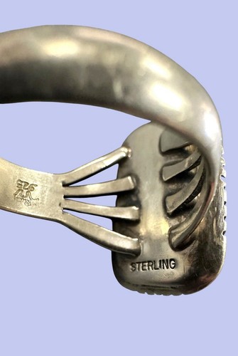 Vtg Running Bear Navajo Sterling Silver Turquoise Ring Large Size 12 Nice! - Picture 5 of 6
