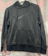 NIKE Therma Fit Hoodie Sweatshirt Gray/Black Youth Sz Large Kangaroo Pockets