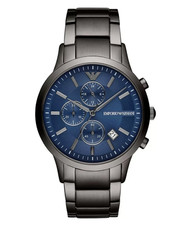 ARMANI MENS CHRONO WATCH AR11215 BLUE DIAL NEW -WARRANTY - CERTIFICATE