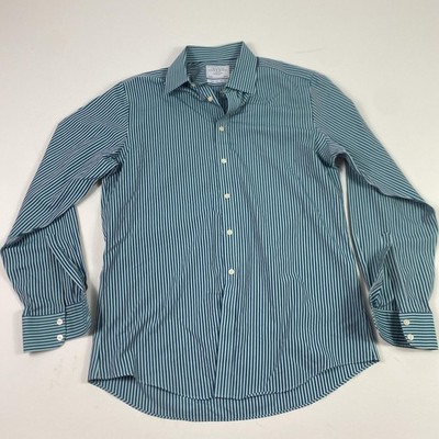 Charles Tyrwhitt Shirt Mens 36 Blue Green Stripe Non Iron