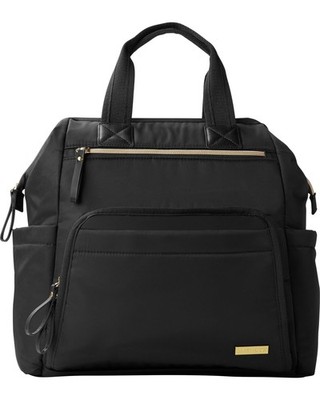 Diaper Bag Backpack Large Capacity Black Gold Trim Skip Hop Mainframe Wide Open