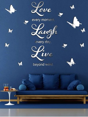 DIY Mirror Love Every Moment, Live Beyond Words, Laugh Every Day Wall Stickers w