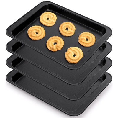 4 Pack Small Baking Sheet Cookie for Toster Oven 9.5X7.1 Inch Mini Tray Nonstick